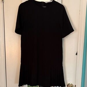 Zara Black Pleated Hem Dress